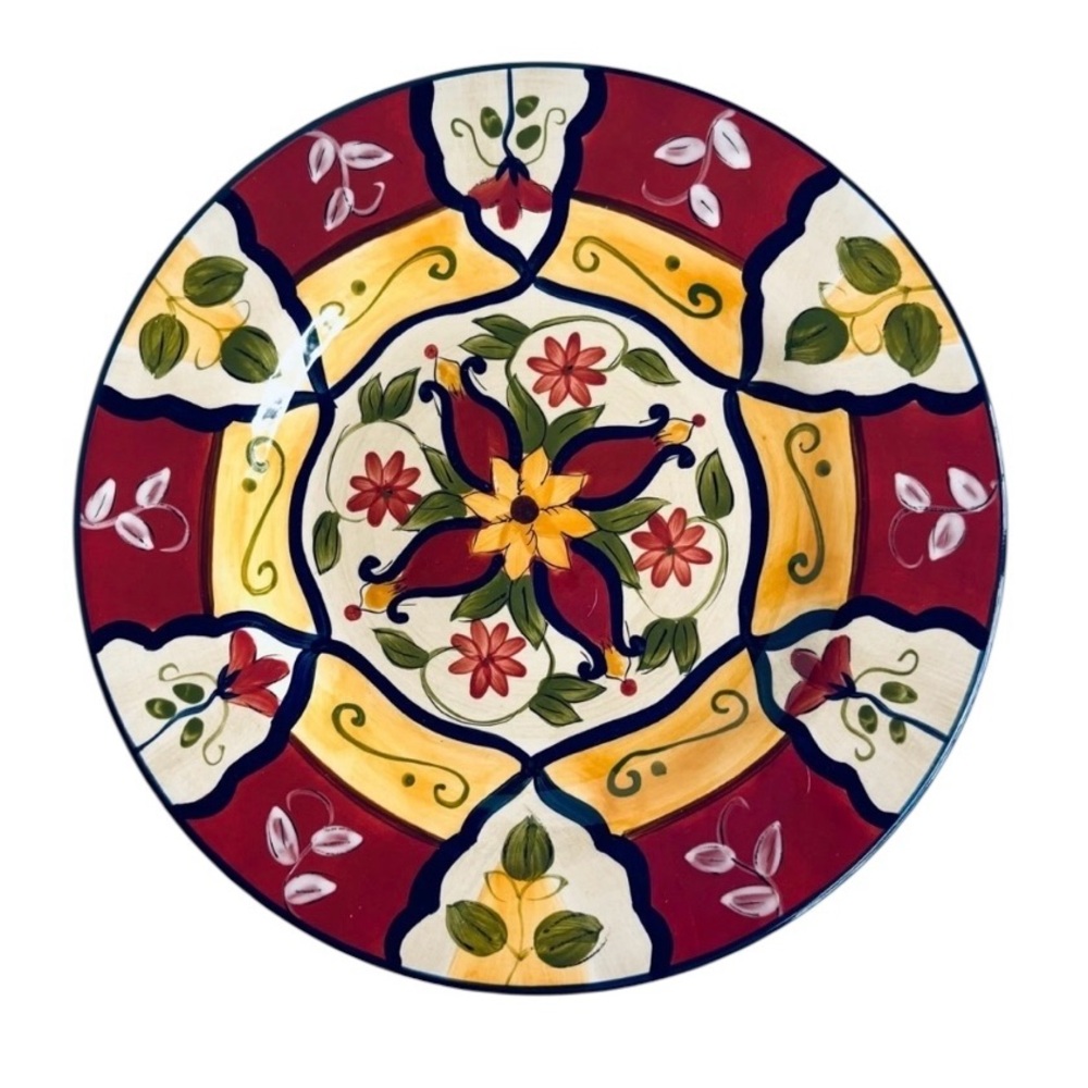 Vintage Pier 1 Lunch Salad 9 in Plates Vallarta Hand Painted Colorful Set of 4